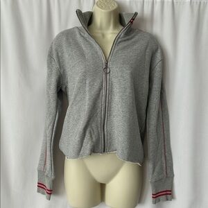 Fitigues NWT Gray Cotton Zip-Up Sweatshirt Jacket w/ Red Stripes **Size M** 🌺🌺